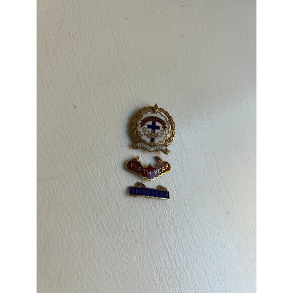 "Little's System Cross & Crown "1 ST CONG'L"  Pn 1/20 9KT Gold Plated Enamel - Picture 4 of 7